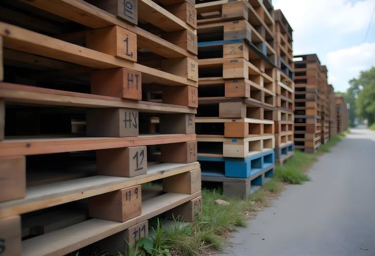 CloseUp of EPAL Wooden Pallets Outdoors in Kyiv, Ukraine